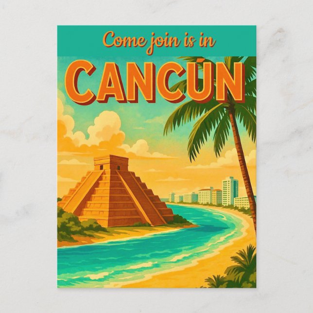Tarjeta postal de invitación a Cancún México (Anverso)