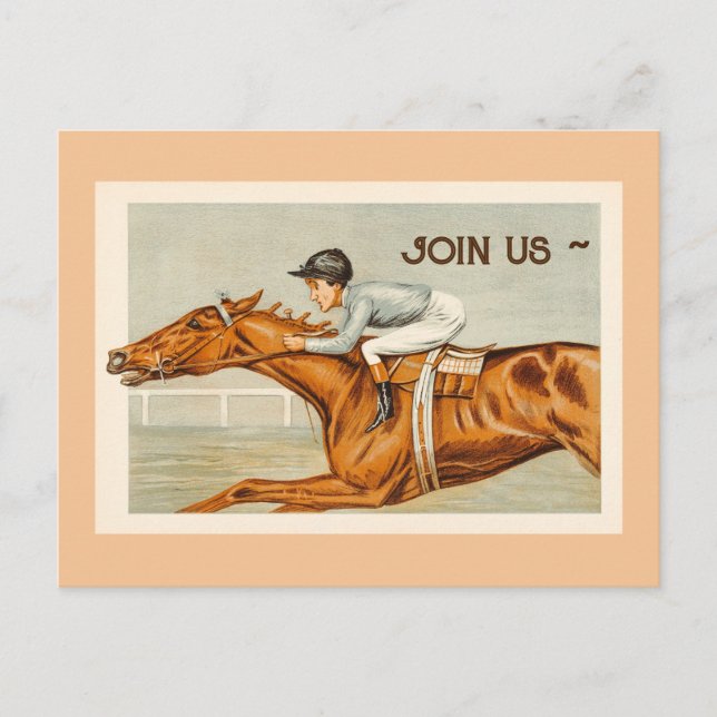 TARJETA POSTAL DE INVITACIÓN A CARRERA DE CABALLOS (Anverso)