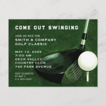 Tarjeta postal de invitación a evento de golf