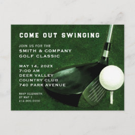 Tarjeta postal de invitación a evento de golf