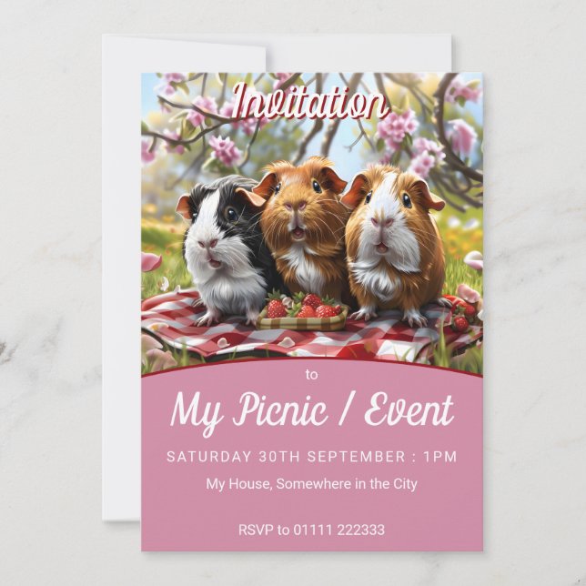 Tarjeta postal de invitación a evento para picnic  (Anverso)