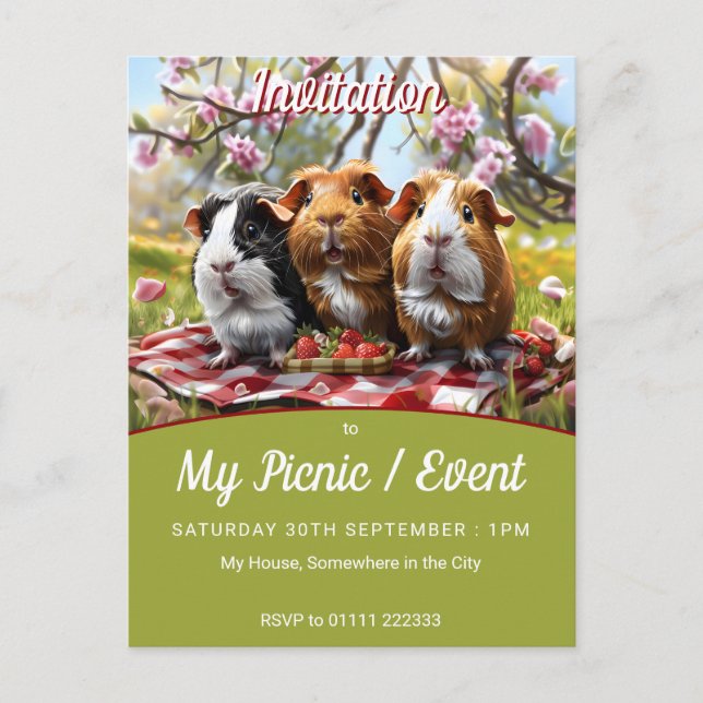 Tarjeta postal de invitación a evento para picnic  (Anverso)