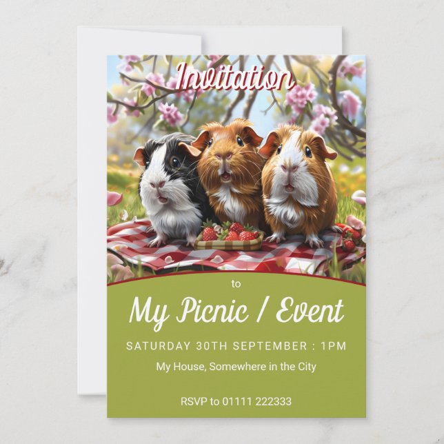 Tarjeta postal de invitación a evento para picnic  (Anverso)