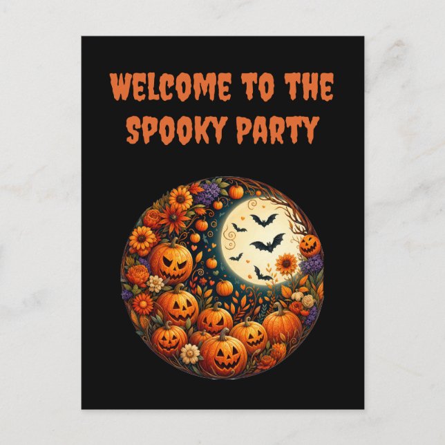 Tarjeta postal de invitación a fiesta de Halloween (Anverso)