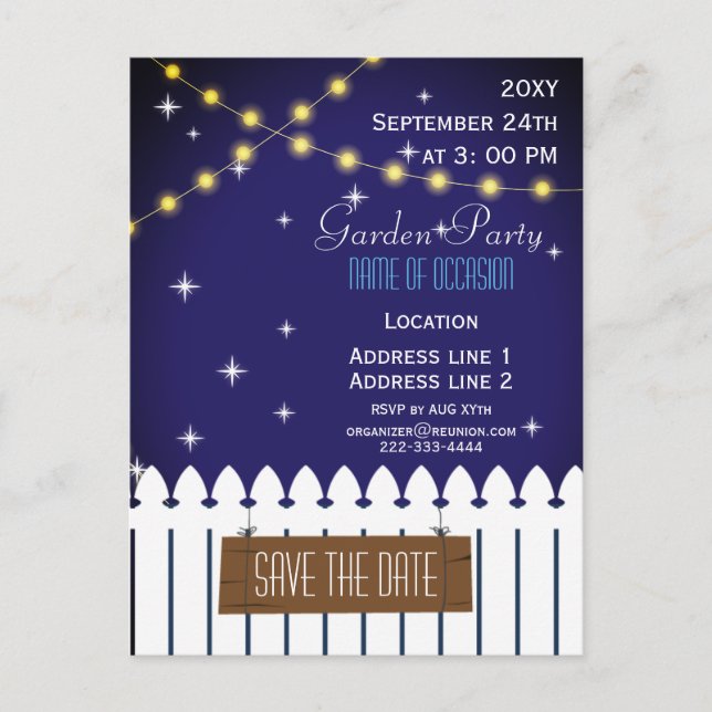 Tarjeta postal de invitación a fiesta de jardín (Anverso)
