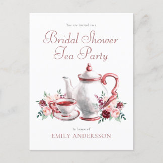 Tarjeta postal de invitación a fiesta de té con du