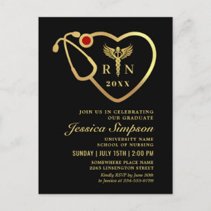 Tarjeta postal de invitación a graduación de Enfer