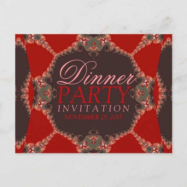 Tarjeta Postal de Invitación a la Cena Lacy Red Ba (Anverso)