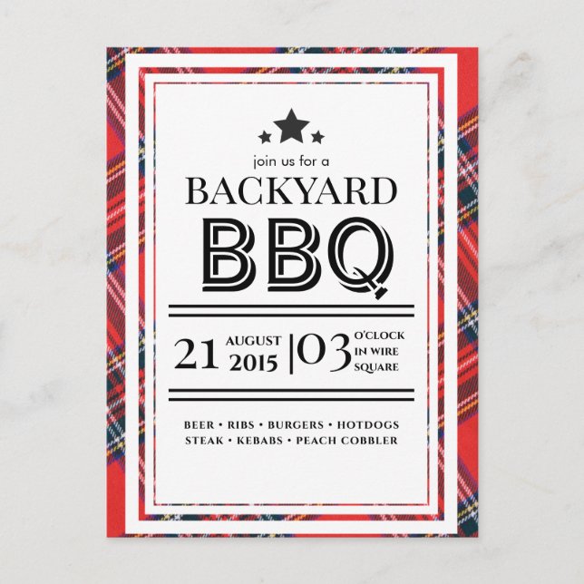 Tarjeta postal de invitación a la fiesta de barbac (Anverso)