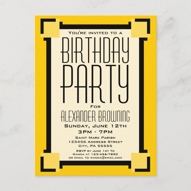 Tarjeta postal de invitación a la fiesta de cumple (Anverso)