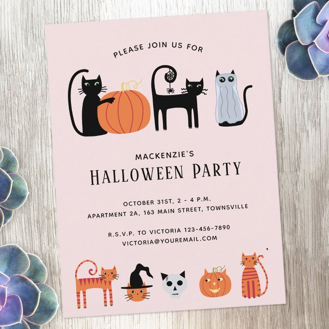 Tarjeta postal de invitación a la fiesta de gatos  (Subido por el creador)
