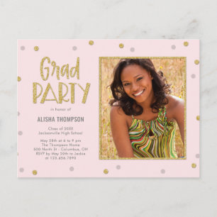 Tarjeta postal de invitación a la fiesta de gradua