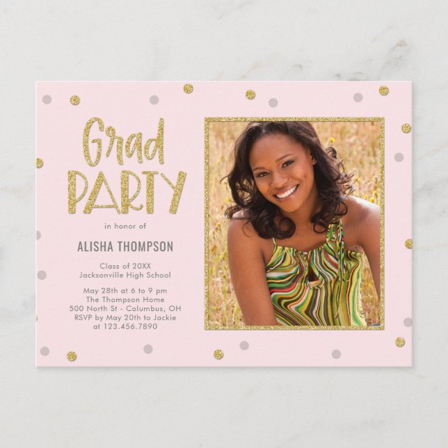 Tarjeta postal de invitación a la fiesta de gradua (Anverso)