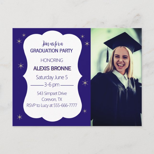 Tarjeta postal de invitación a la fiesta de gradua (Anverso)