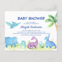 Tarjeta postal de invitación a los dinosaurios cut