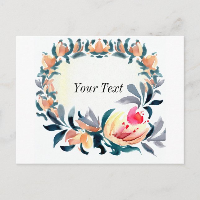 Tarjeta postal de invitación a marco de flores col (Anverso)