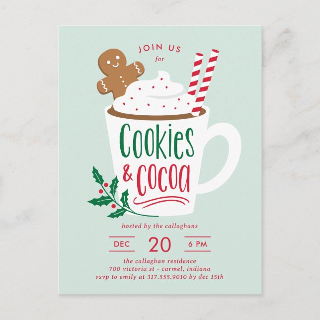 Tarjeta postal de invitación a Navidades de cocina (Anverso)