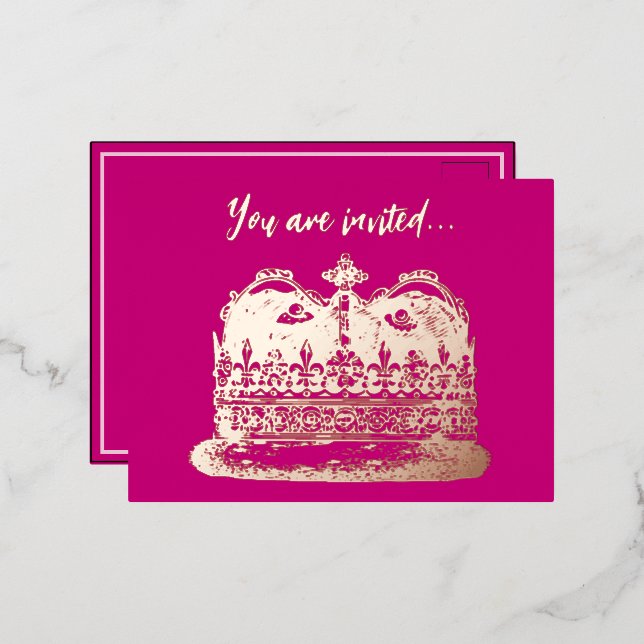 Tarjeta postal de invitación a Relieve metalizado  (Anverso/Reverso)