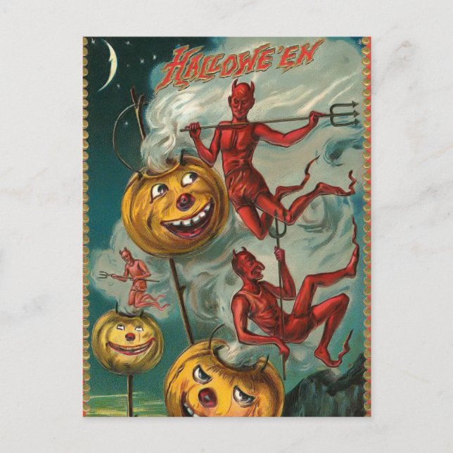 Tarjeta postal de invitación al diablo de Hallowee (Anverso)