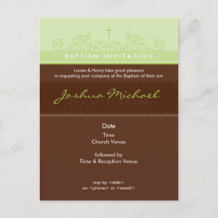 TARJETA POSTAL DE INVITACIÓN DE BAPTISMO :: elegan