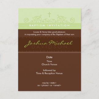 TARJETA POSTAL DE INVITACIÓN DE BAPTISMO :: elegan