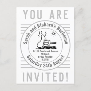 Tarjeta postal de invitación de barbacoa de Fiesta