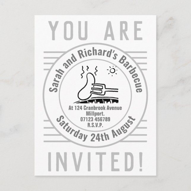 Tarjeta postal de invitación de barbacoa de Fiesta (Anverso)