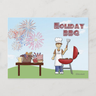 Tarjeta postal de invitación de barbacoa de vacaci