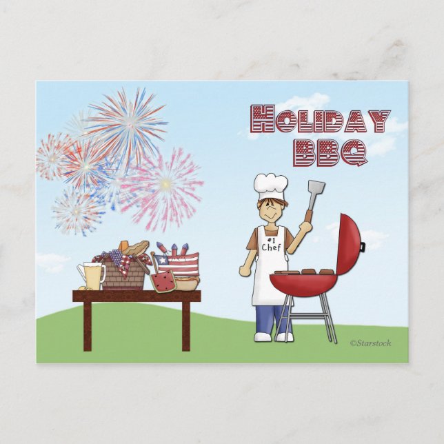 Tarjeta postal de invitación de barbacoa de vacaci (Anverso)