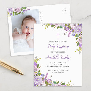 Tarjeta postal de invitación de bautizo para niña 