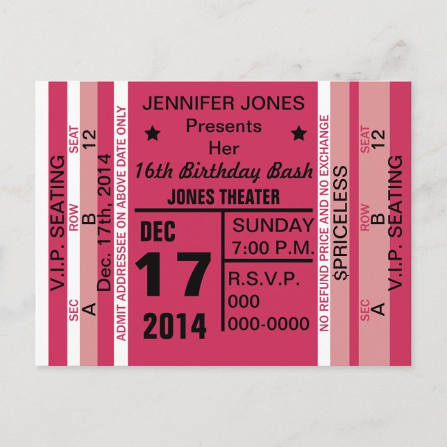 Tarjeta Postal De Invitación De Billete Para Diver (Anverso)