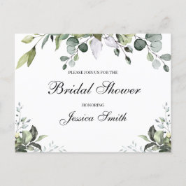 Tarjeta postal de invitación de boda con eucalipto