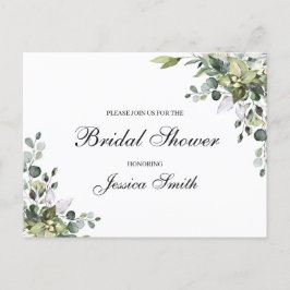 Tarjeta postal de invitación de boda con eucalipto