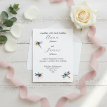 Tarjeta postal de invitación de boda con libélula