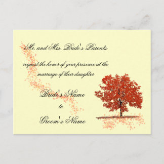 Tarjeta postal de invitación de boda de árbol de o