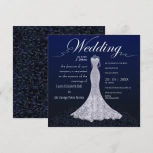 Tarjeta postal de invitación de boda de vestido de