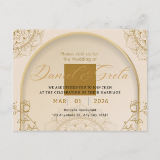 Tarjeta postal de invitación de boda floral elegan