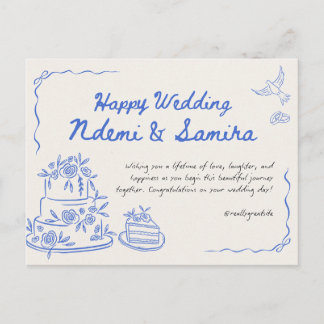 Tarjeta postal de invitación de boda floral elegan