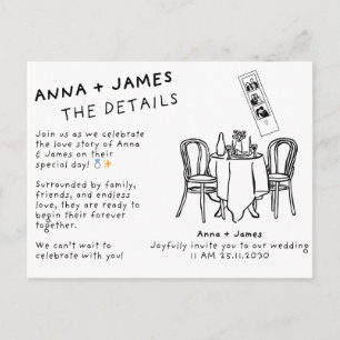 Tarjeta postal de invitación de boda floral elegan