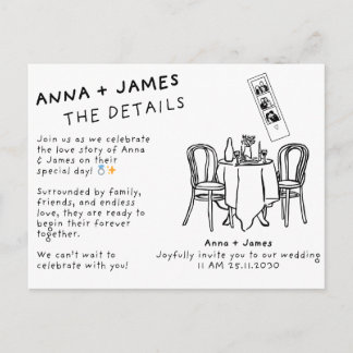 Tarjeta postal de invitación de boda floral elegan