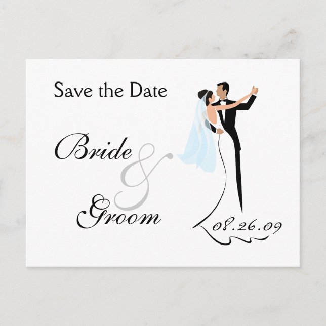 Tarjeta postal de invitación de boda para guardar  (Anverso)