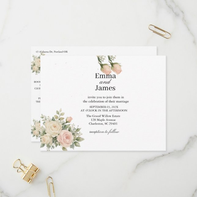 TARJETA POSTAL DE INVITACIÓN DE BODAS DE EUCALIPTO (Anverso/Reverso In Situ)