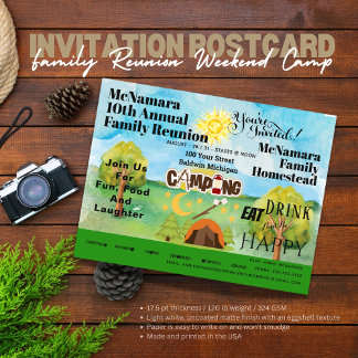 Tarjeta Postal de Invitación de Campamento de Reun