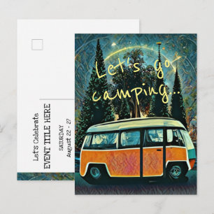 Tarjeta postal de invitación de camping
