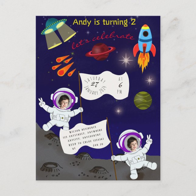 Tarjeta postal de invitación de cumpleaños a un as (Anverso)