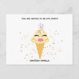 Tarjeta postal de invitación de cumpleaños Creamy 