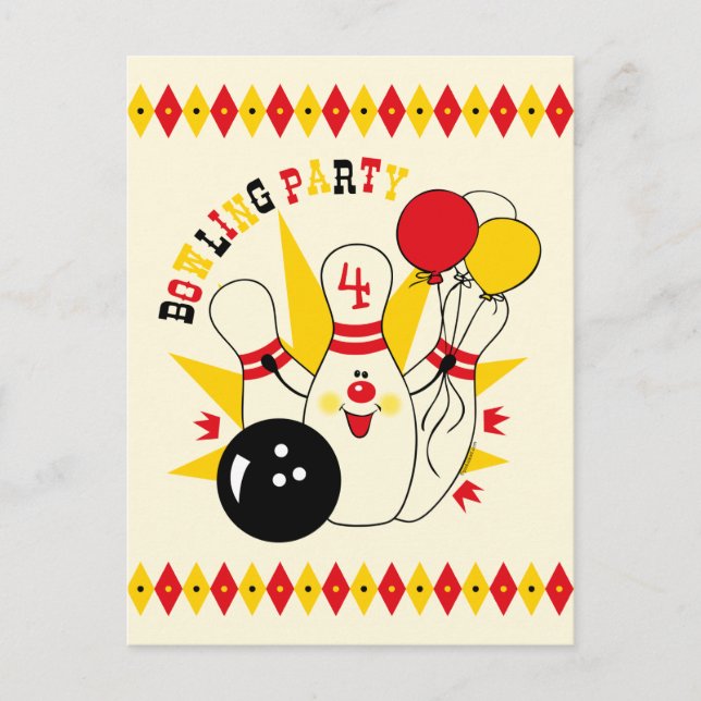 Tarjeta postal de invitación de cumpleaños de Cute (Anverso)