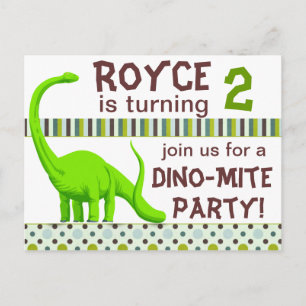 Tarjeta postal de invitación de cumpleaños de dino