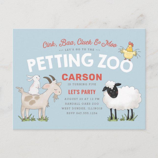 Tarjeta postal de invitación de cumpleaños de Moo  (Anverso)