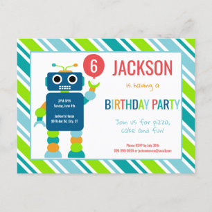 Tarjeta postal de invitación de cumpleaños de Robo